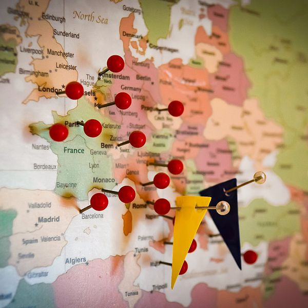 Landkarte von Europa mit pins