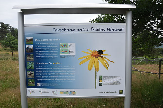 Informationstafel zum Projekt Arnika Hessen © Hochschule Geisenheim