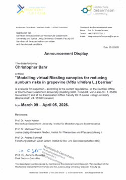 Announcement display Christopher Bahr