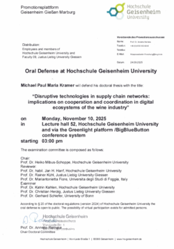 Announcement Oral Defense M. Kramer