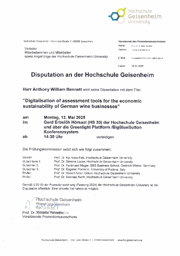 Ankuendigung Disputation Bennett 