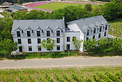 Das Studierendenwohnheim im Eibinger Weg aus der Vogelperspektive. © Hochschule Geisenheim / Winfried Schönbach
