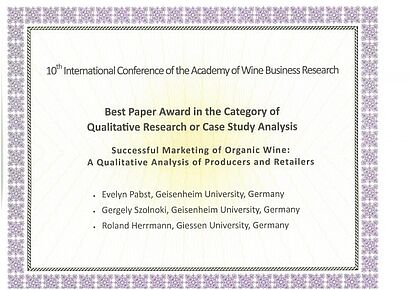 schriftliche Auszeichnung