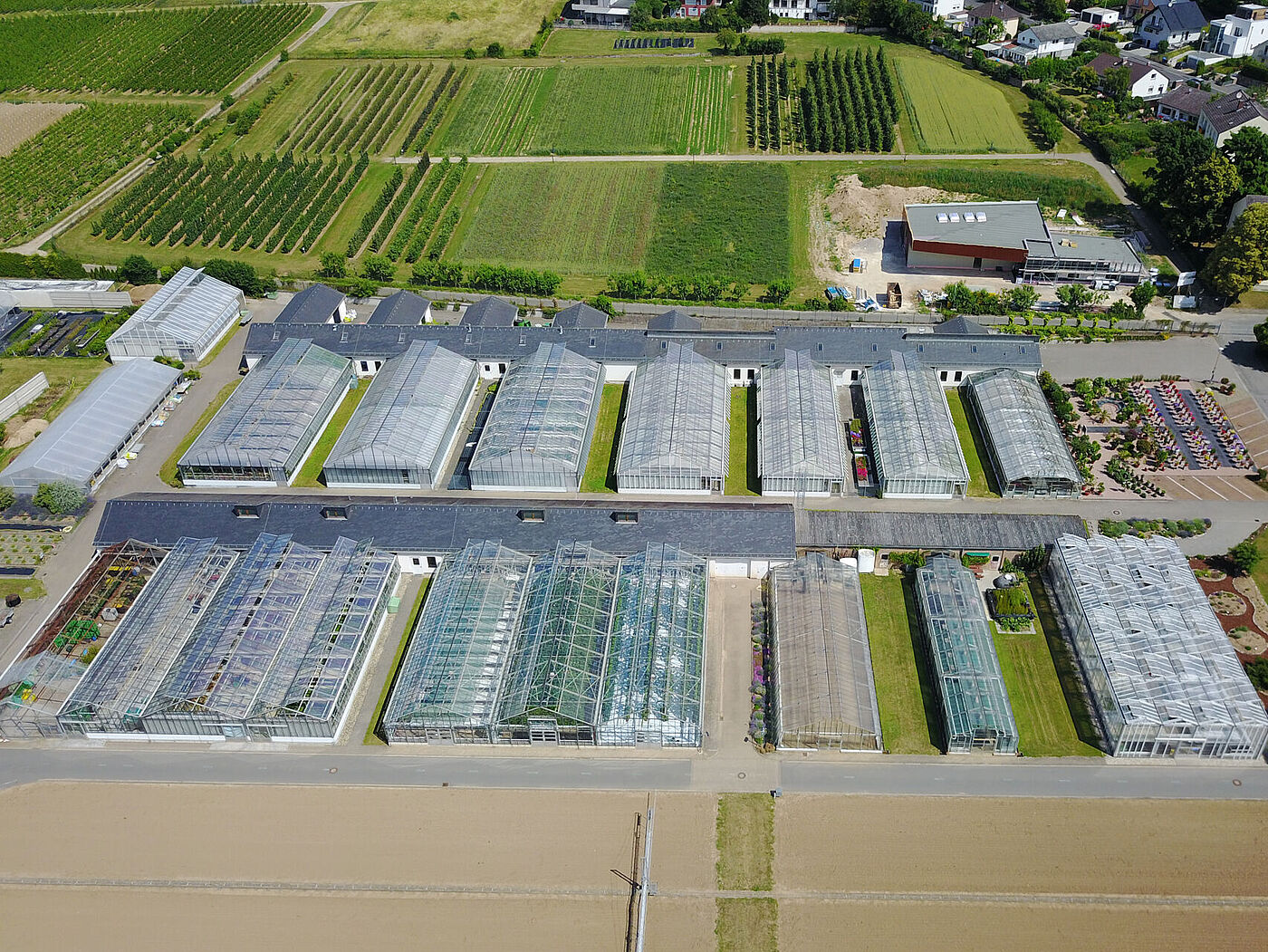 Die Gewächshäuser und Forschungsflächen der Hochschule Geisenheim. © Winfried Schönbach