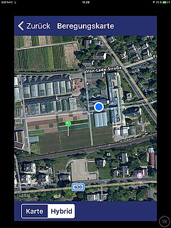 Beregnungskarte (App-Ansicht)