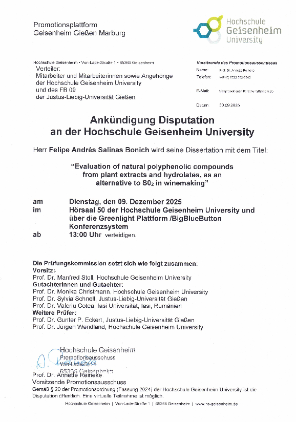 Ankuendigung Disputation Felipe Andres Salinas Bonich