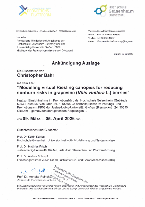 Ankündigung Christopher Bahr