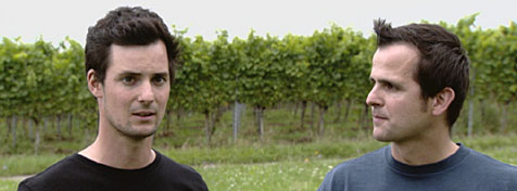 Zwei Männer im Weinberg