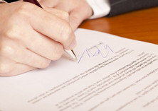 hand die unterschreibt